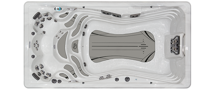 Downshot of a H2X Trainer 15 Deep Swim Spa