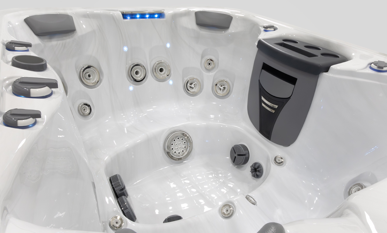 View of the jets on a twilight spa