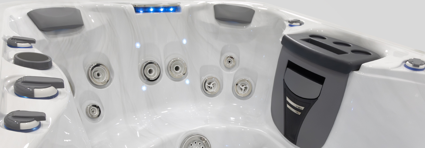 View of the jets on a twilight spa